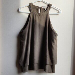 Monteau Olive Green Halter Tank Top Size Large